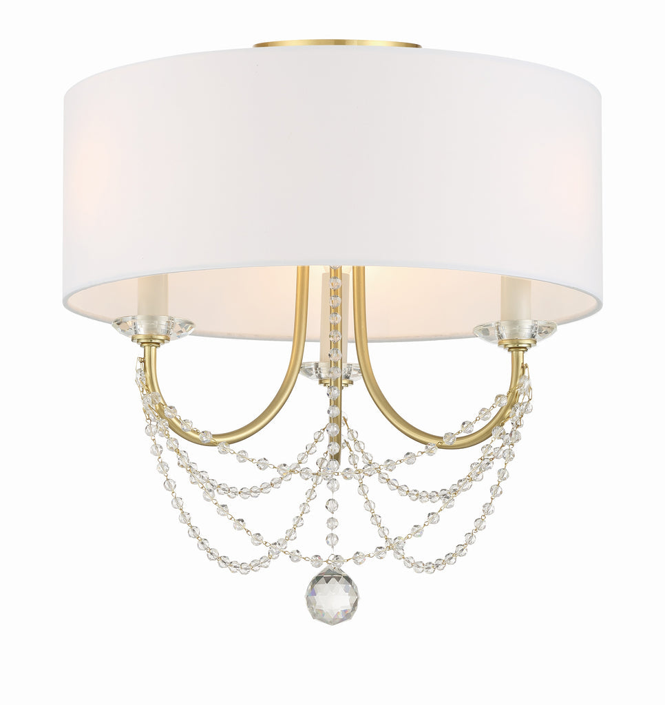 Delilah 3 Light Aged Brass Semi Flush Mount Crystorama