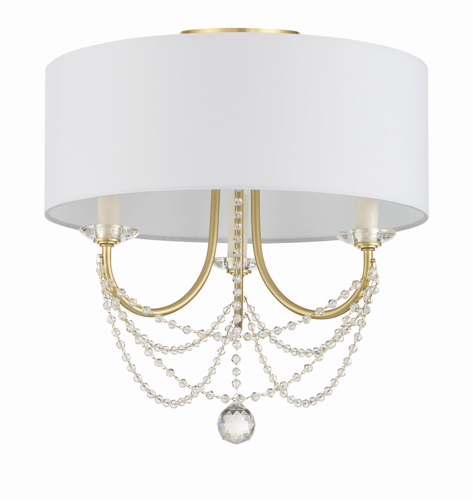 Delilah 3 Light Aged Brass Semi Flush Mount Crystorama