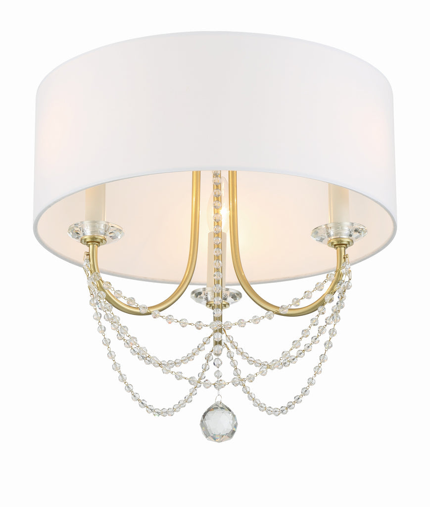 Delilah 3 Light Aged Brass Semi Flush Mount Crystorama