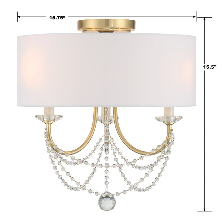 Delilah 3 Light Aged Brass Semi Flush Mount Crystorama