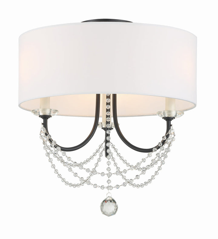 Delilah 3 Light Matte Black Semi Flush Mount Crystorama