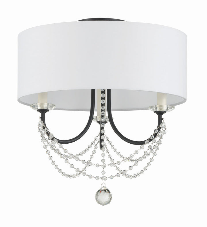 Delilah 3 Light Matte Black Semi Flush Mount Crystorama