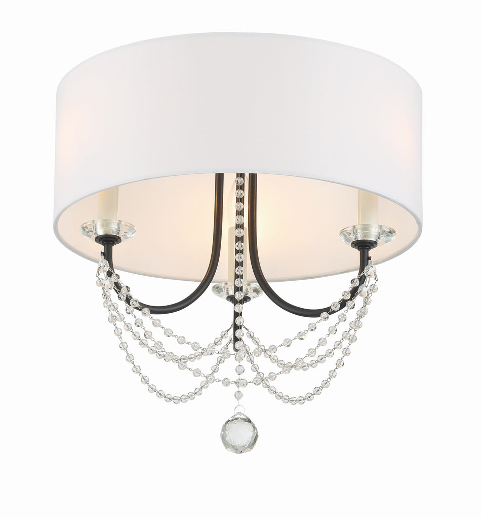 Delilah 3 Light Matte Black Semi Flush Mount Crystorama