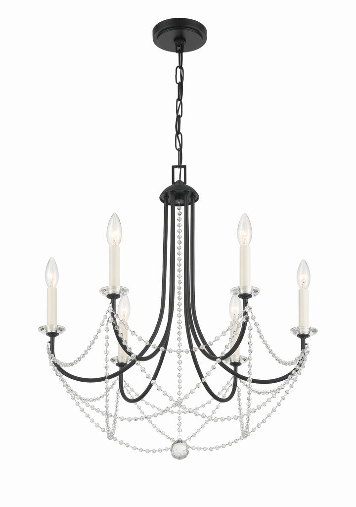 Crystorama Crystorama Delilah 6 Light Matte Black Chandelier