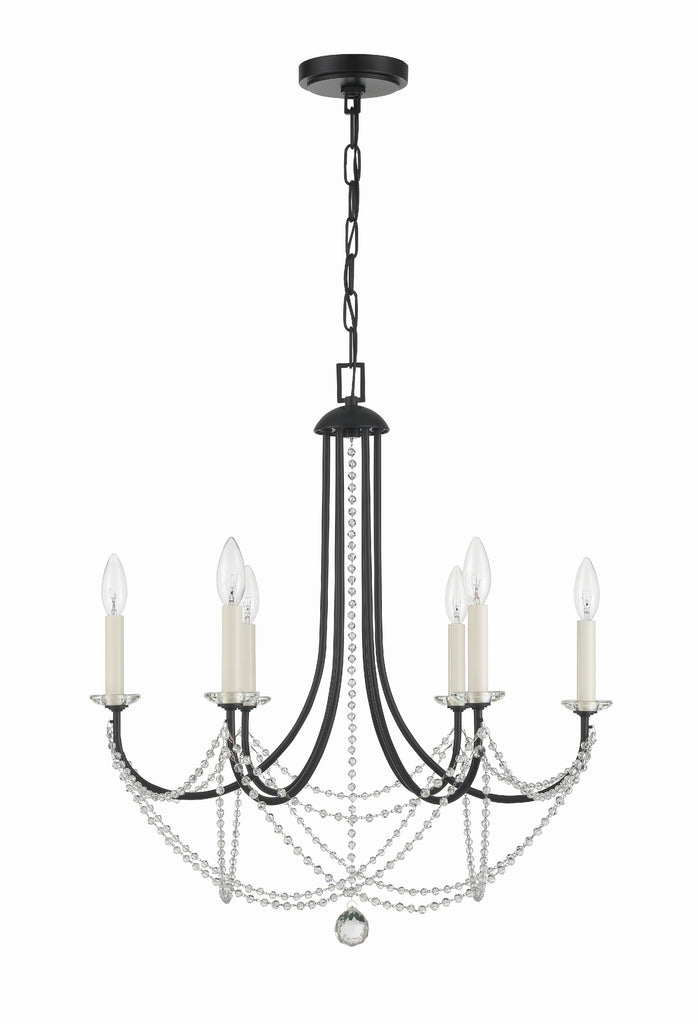 Crystorama Crystorama Delilah 6 Light Matte Black Chandelier