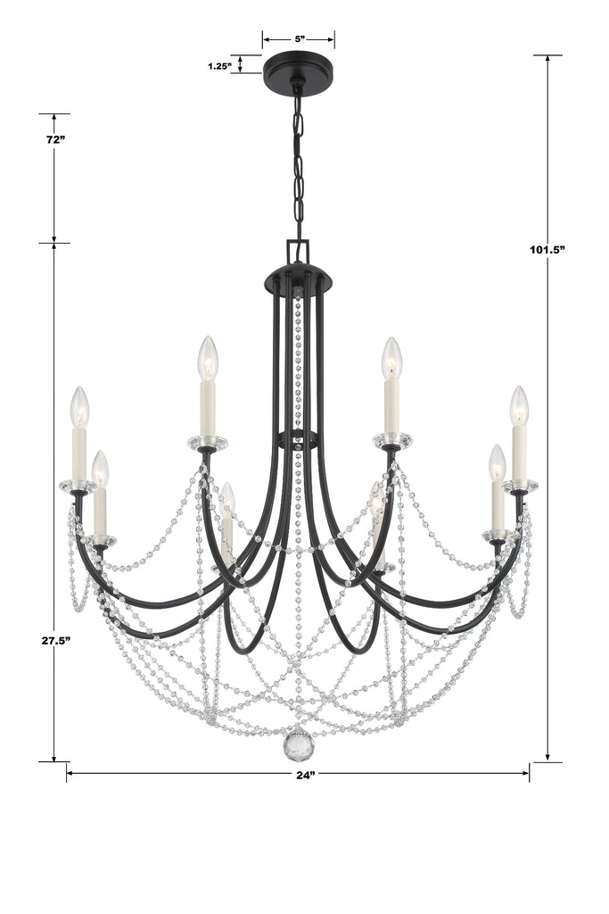 Crystorama Crystorama Delilah 6 Light Matte Black Chandelier