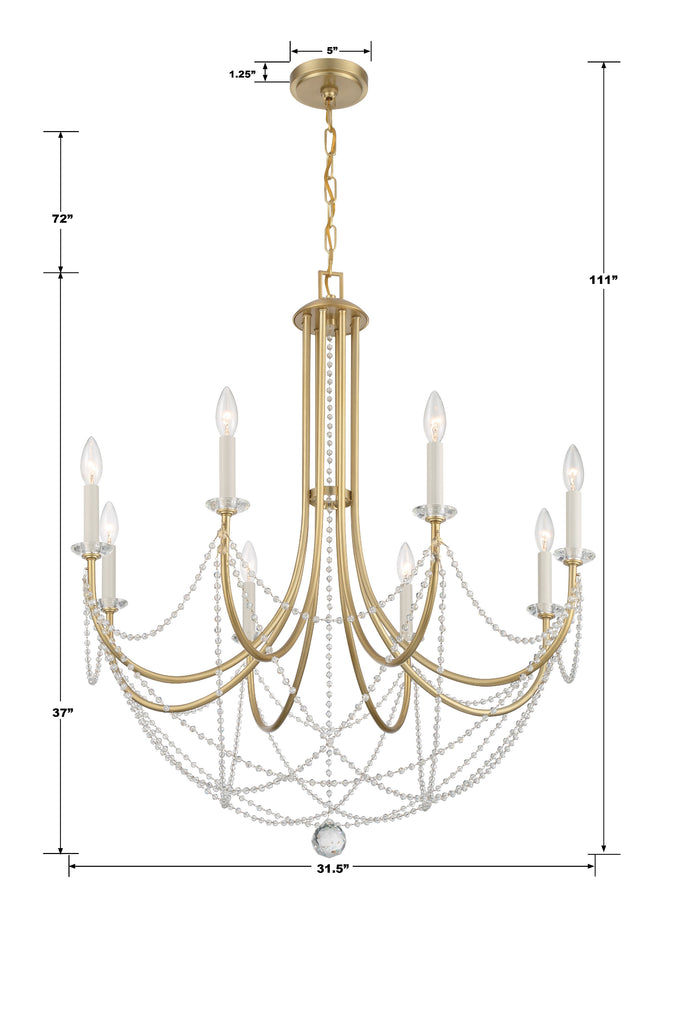Crystorama Crystorama Delilah 8 Light Aged Brass Chandelier