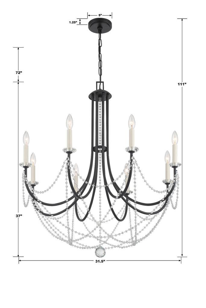 Crystorama Crystorama Delilah 8 Light Matte Black Chandelier