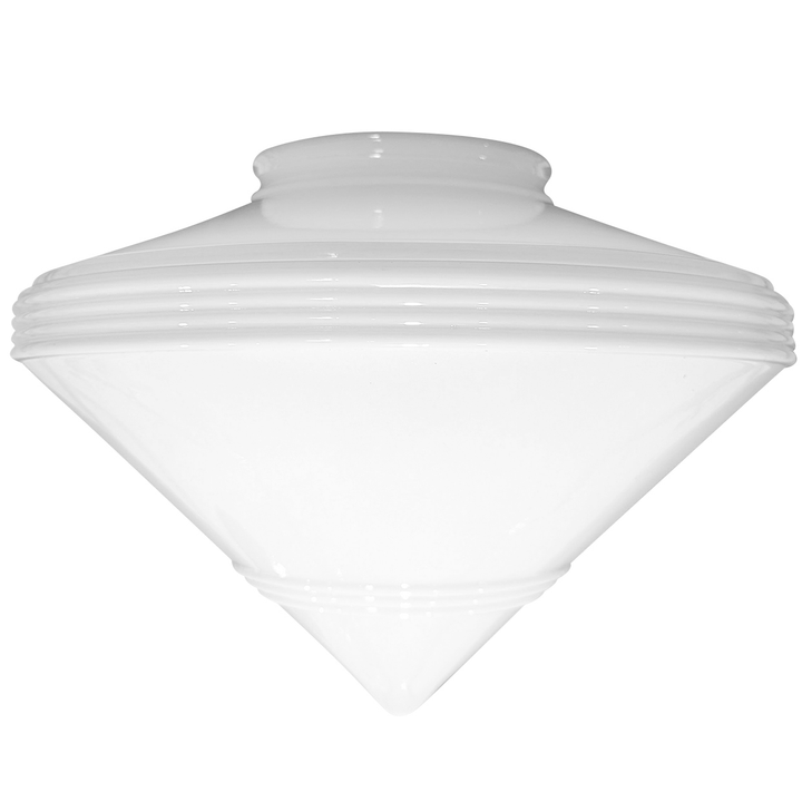 14 Inch Art Deco Style Milk Glass Light Shade (6 Inch Fitter) COPPER MOUNTAIN HARDWARE