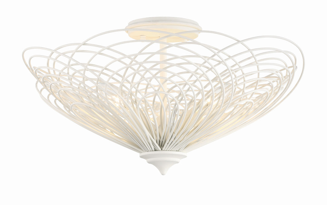 Doral 3 Light Matte White Semi Flush Mount Crystorama