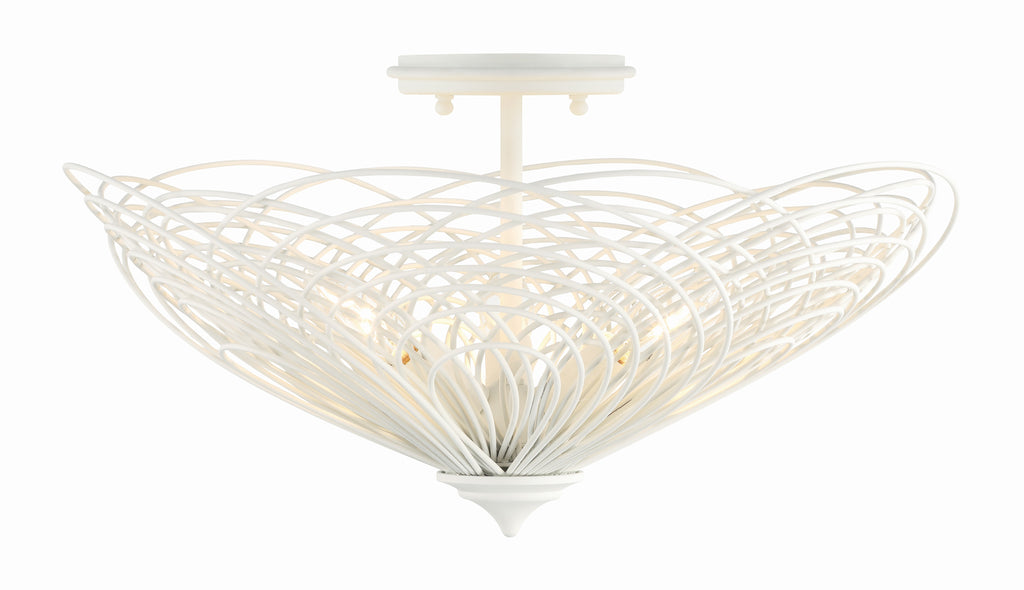 Doral 3 Light Matte White Semi Flush Mount Crystorama