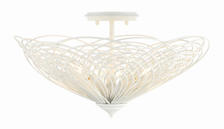 Doral 3 Light Matte White Semi Flush Mount Crystorama