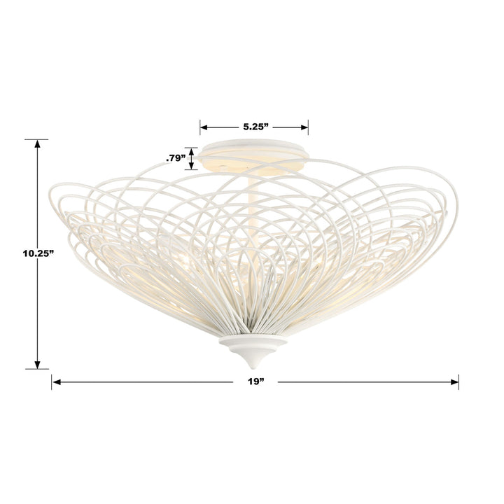 Doral 3 Light Matte White Semi Flush Mount Crystorama