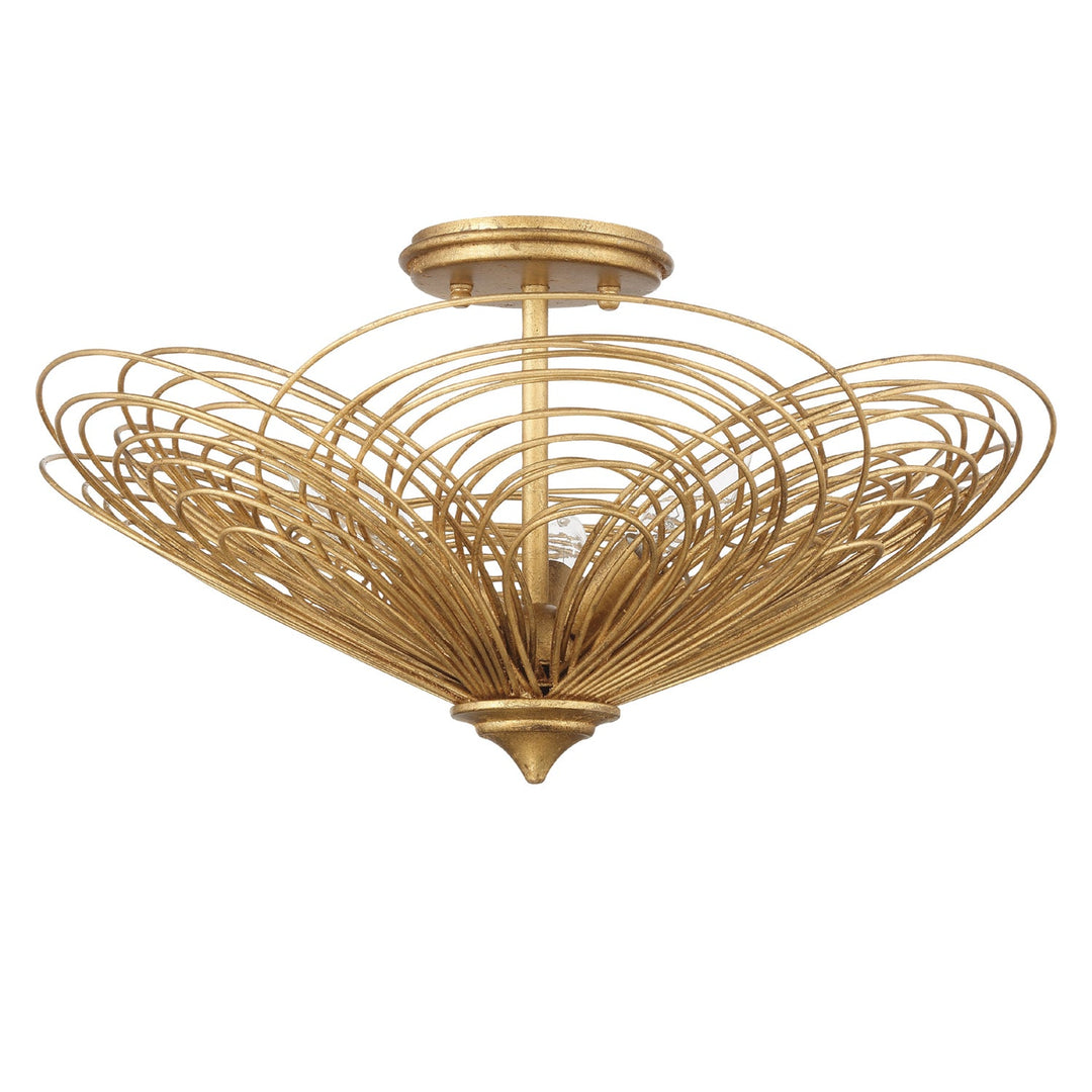 Doral 3 Light Renaissance Gold Semi Flush Mount Crystorama