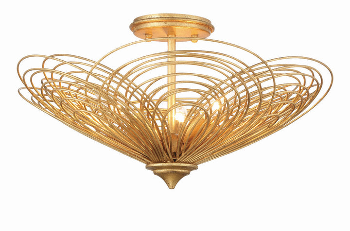 Doral 3 Light Renaissance Gold Semi Flush Mount Crystorama