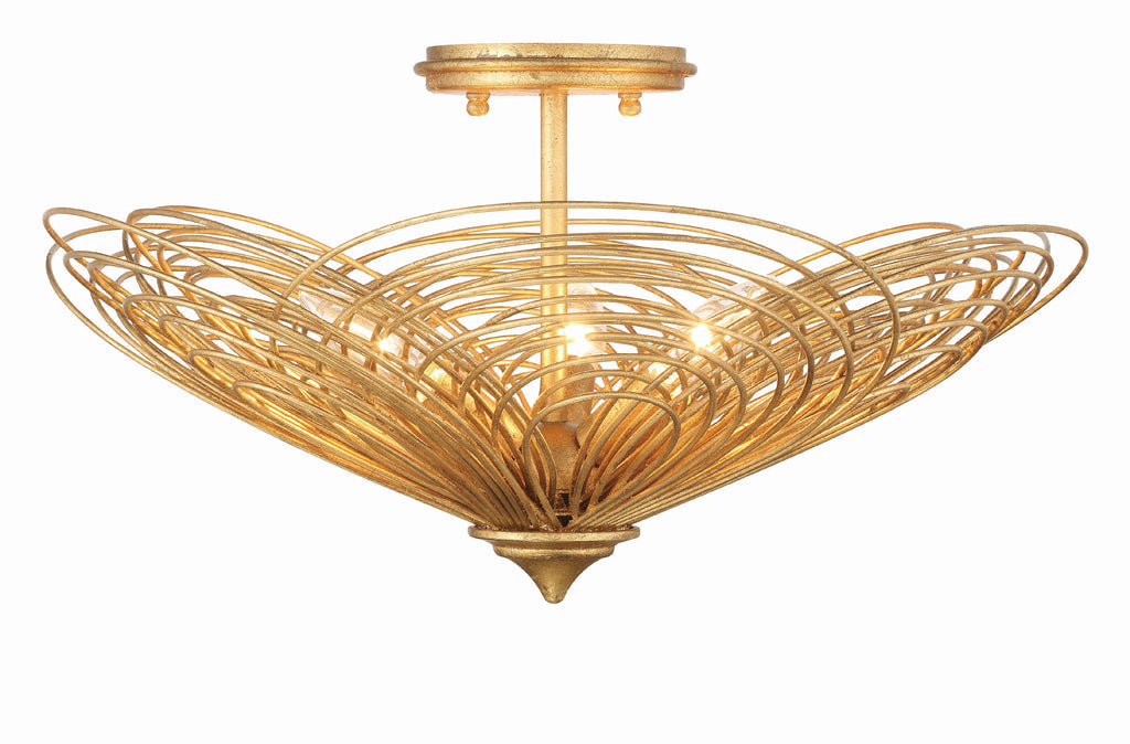 Doral 3 Light Renaissance Gold Semi Flush Mount Crystorama