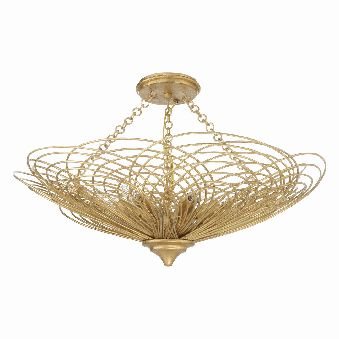 Doral 6 Light Renaissance Gold Semi Flush Mount Crystorama