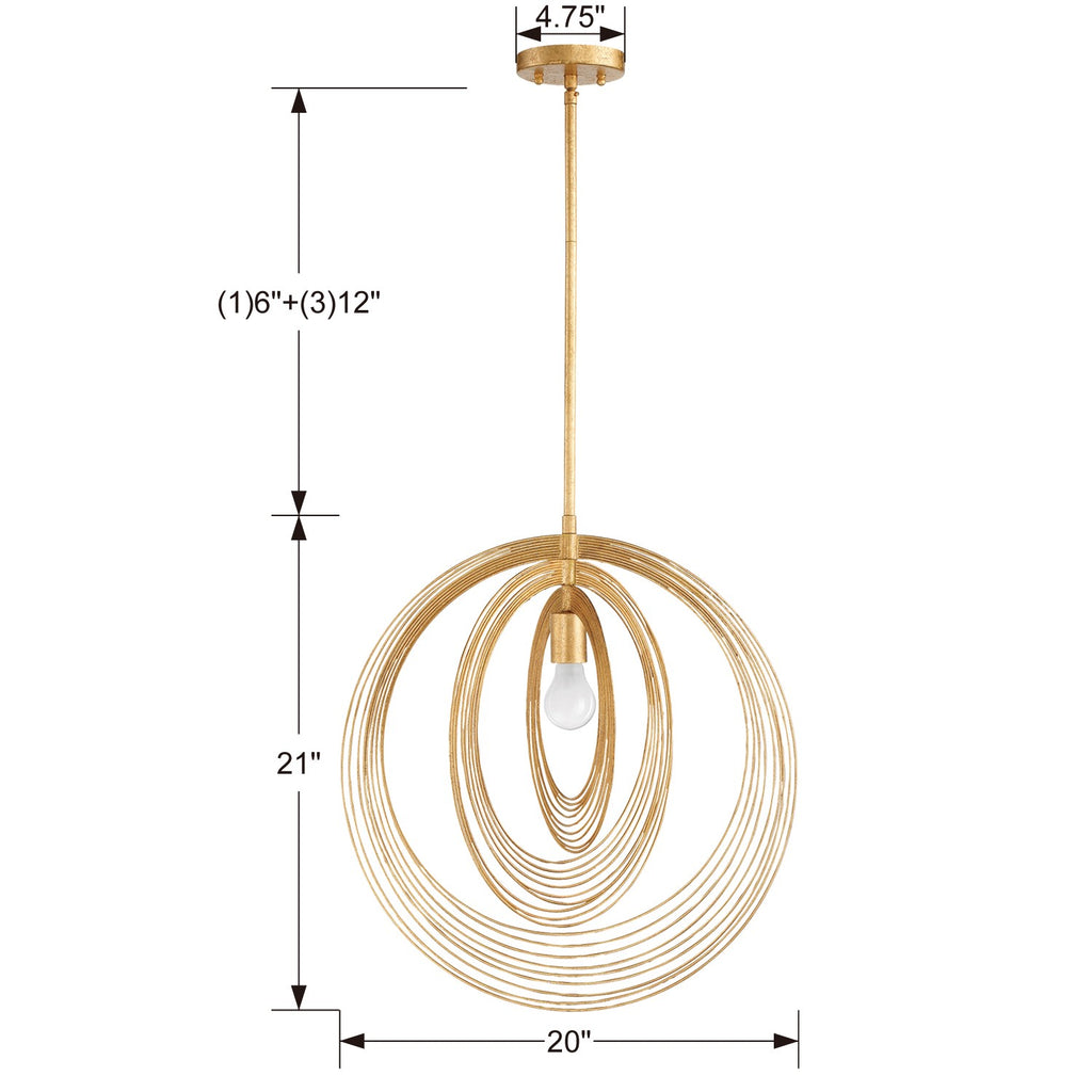 Crystorama Crystorama Doral 1 Light Renaissance Gold Pendant