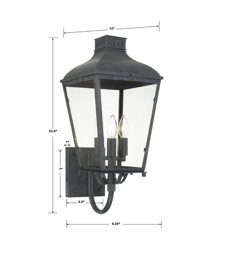 Dumont 3 Light Graphite Outdoor Sconce Crystorama