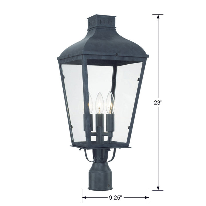 Dumont 3 Light Graphite Outdoor Post Crystorama