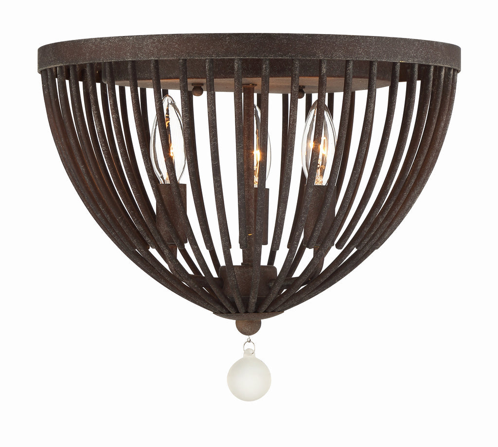 Duval 3 Light Forged Bronze Flush Mount Crystorama