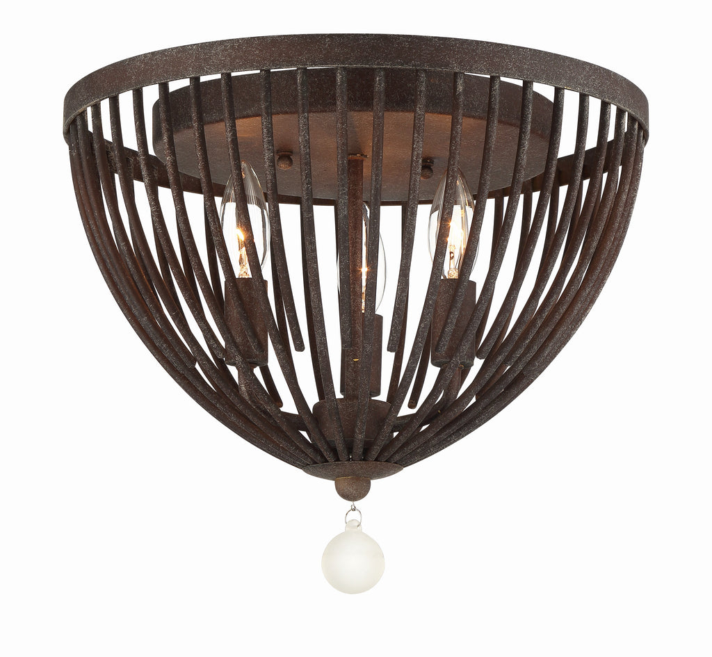 Duval 3 Light Forged Bronze Flush Mount Crystorama