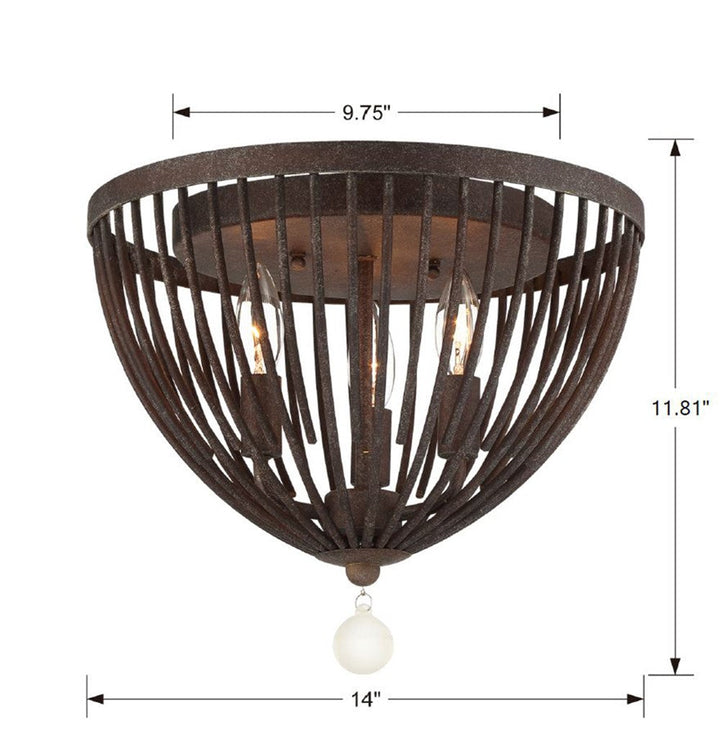 Duval 3 Light Forged Bronze Flush Mount Crystorama