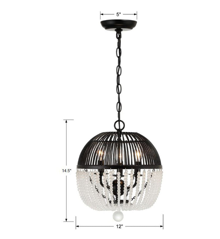 Crystorama Crystorama Duval 3 Light Matte Black Mini Chandelier