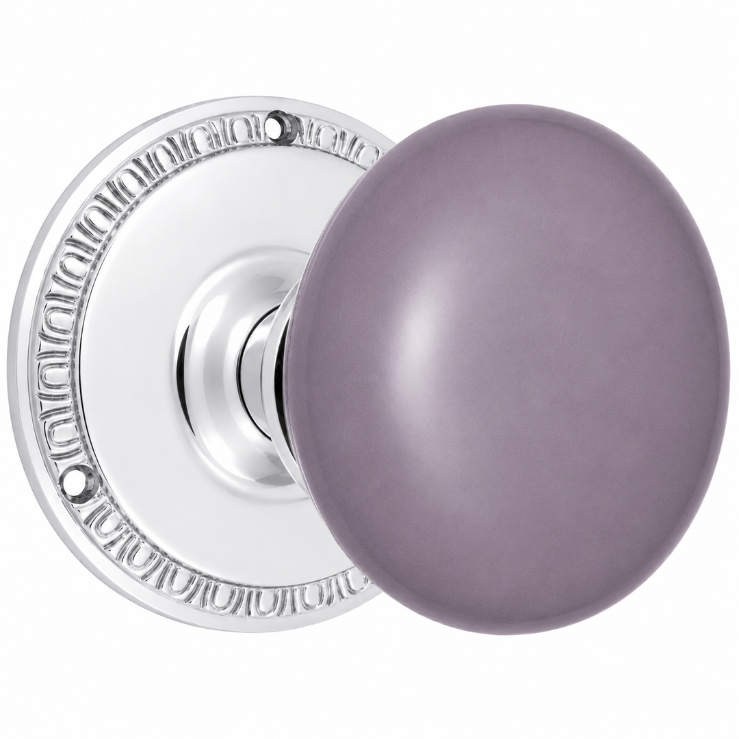 Egg & Dart Rosette Door Set with Gray Porcelain Door Knobs (Several Finishes Available)
