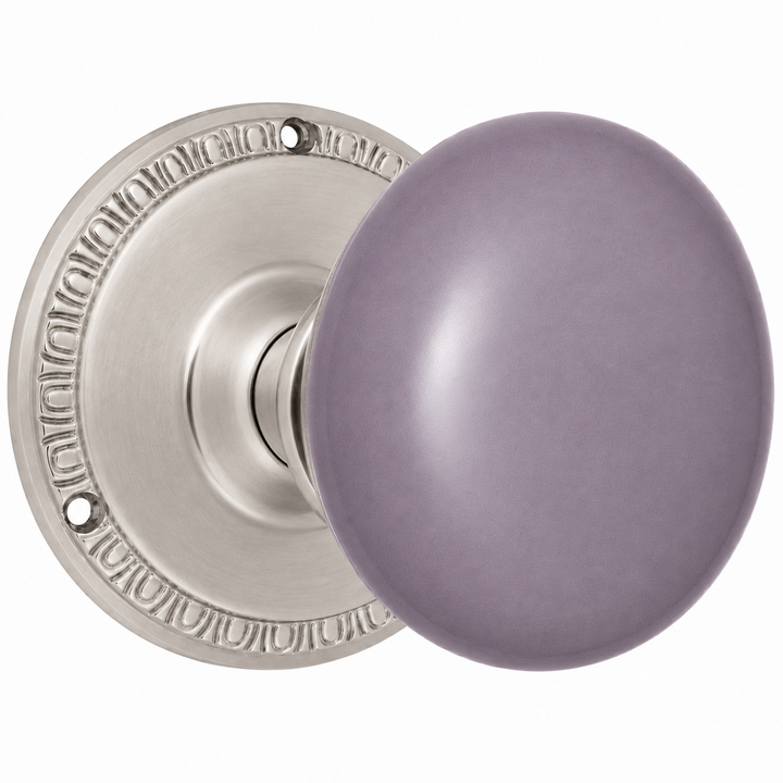 Egg & Dart Rosette Door Set with Gray Porcelain Door Knobs (Several Finishes Available)