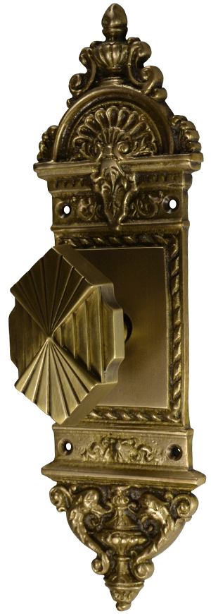 European Door Set With Art Deco Fanfare Knob COPPER MOUNTAIN HARDWARE