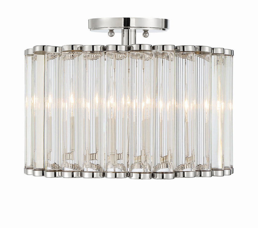 Libby Langdon Elliot 4 Light Polished Nickel Semi Flush Mount Crystorama