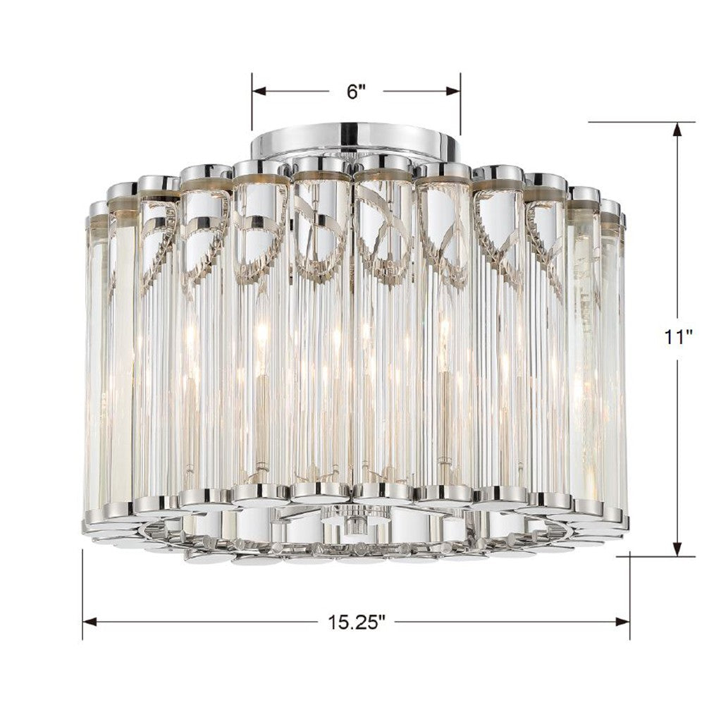 Libby Langdon Elliot 4 Light Polished Nickel Semi Flush Mount Crystorama