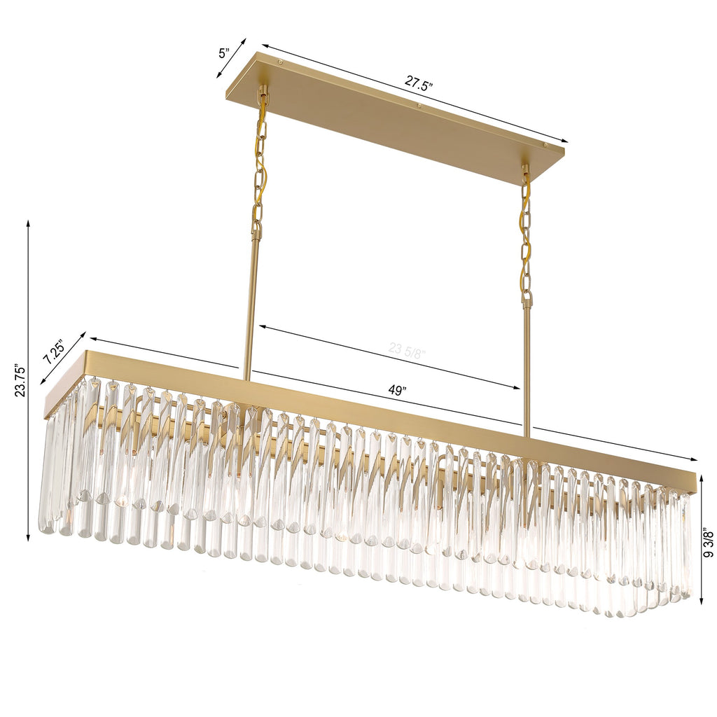 Crystorama Crystorama Emory 6 Light Modern Gold Linear Chandelier