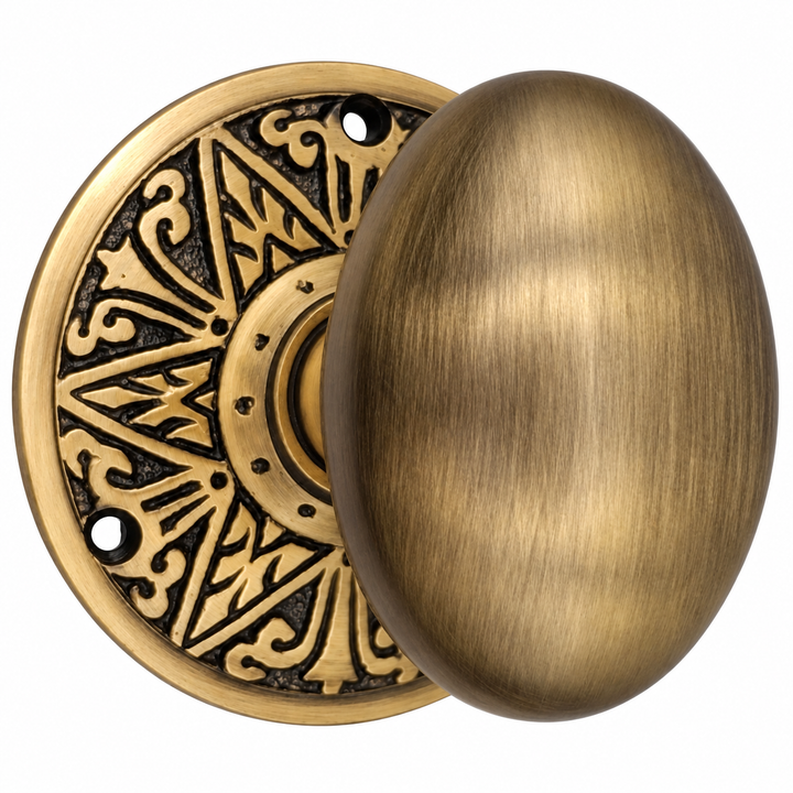 Eastlake Rosette Door Set with Egg Door Knobs (Several Finishes Available)