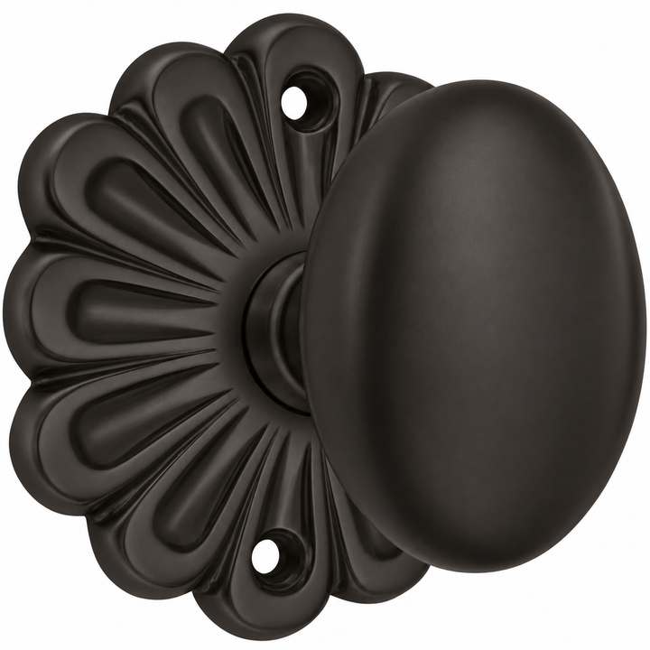 Maltesia Flower Rosette Door Set with Egg Door Knobs (Several Finishes Available)