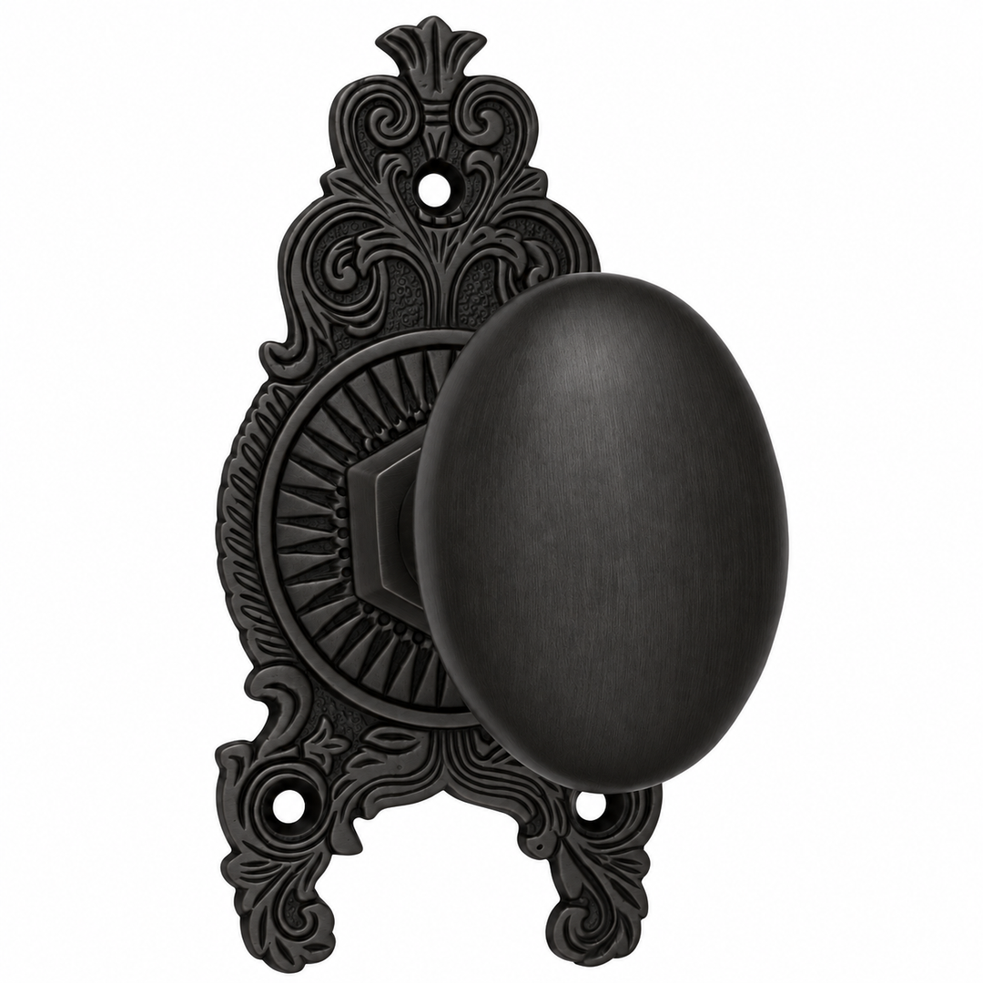 Ornate Victorian Rosette Door Set with Egg Door Knobs (Several Finishes Available)