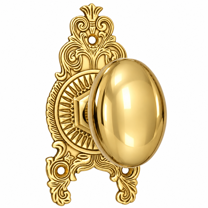 Ornate Victorian Rosette Door Set with Egg Door Knobs (Several Finishes Available)
