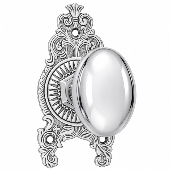 Ornate Victorian Rosette Door Set with Egg Door Knobs (Several Finishes Available)