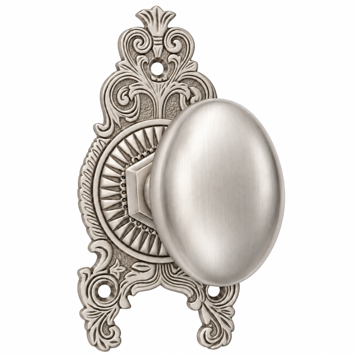 Ornate Victorian Rosette Door Set with Egg Door Knobs (Several Finishes Available)