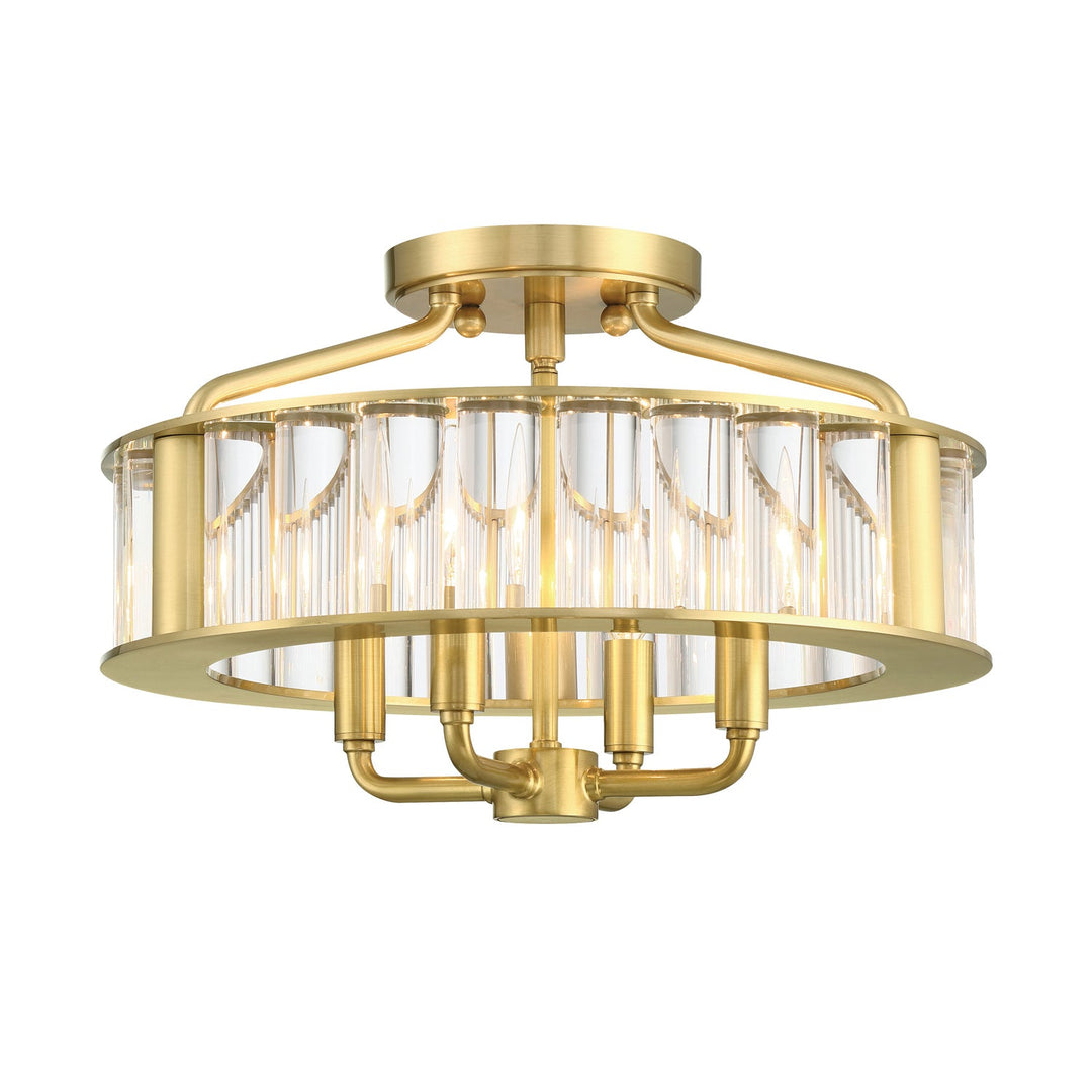 Libby Langdon Farris 4 Light Aged Brass Semi Flush Mount Crystorama