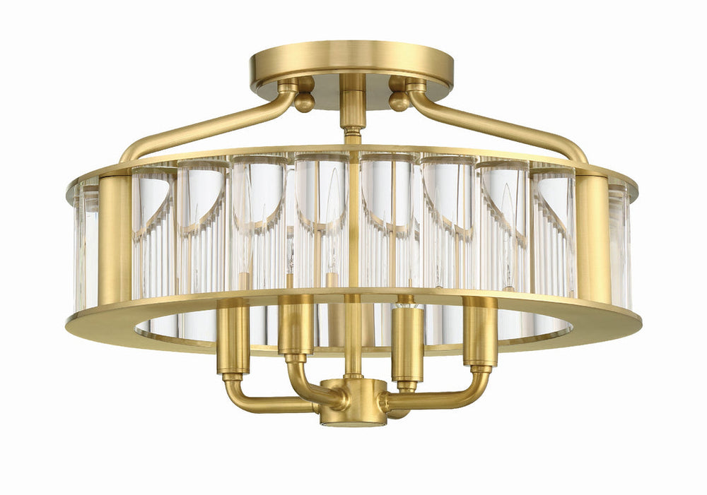 Libby Langdon Farris 4 Light Aged Brass Semi Flush Mount Crystorama