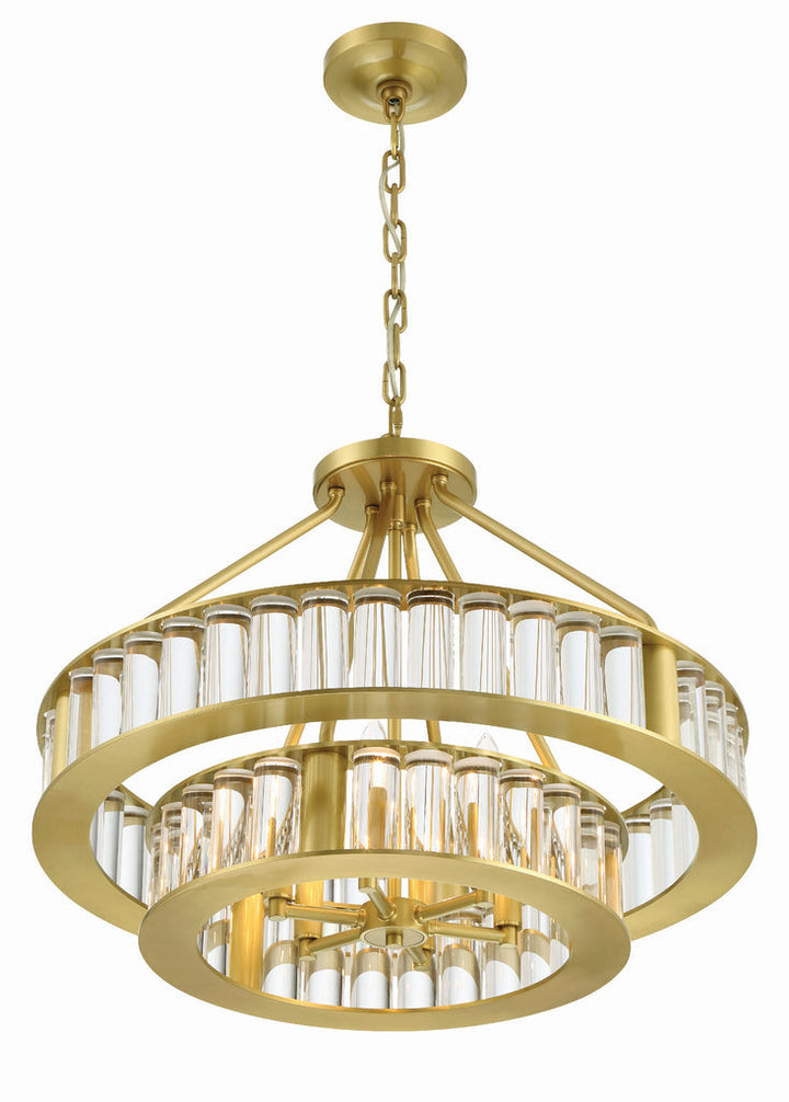 Crystorama Crystorama Libby Langdon Farris 6 Light Aged Brass Chandelier