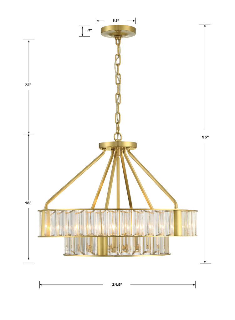 Crystorama Crystorama Libby Langdon Farris 6 Light Aged Brass Chandelier