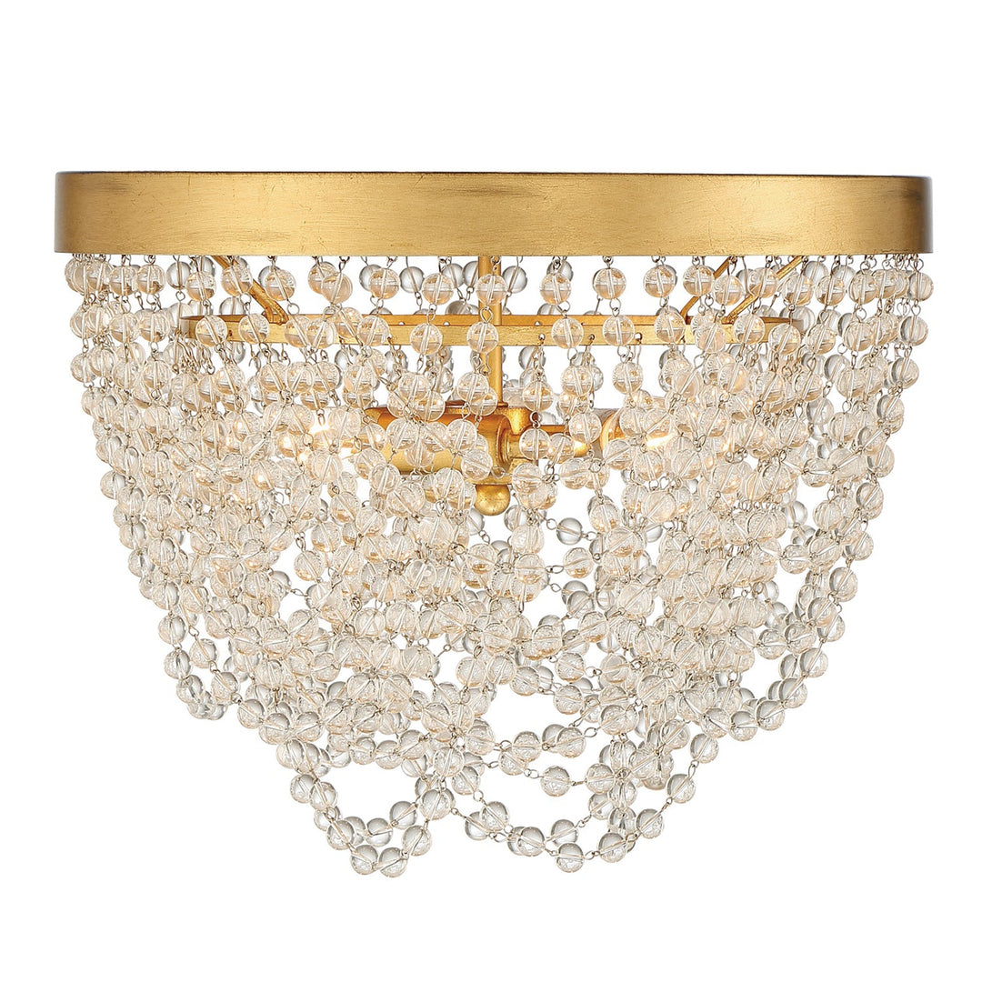 Fiona 3 Light Antique Gold Flush Mount Crystorama