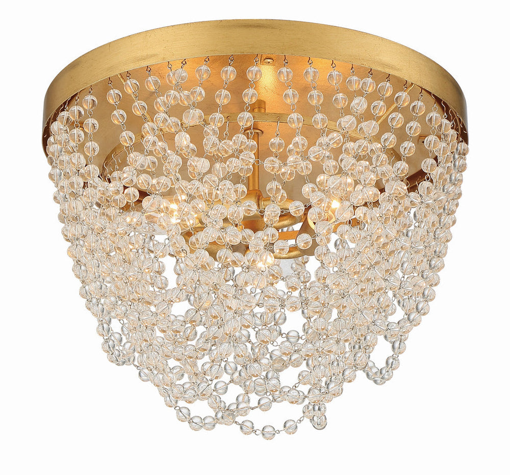 Fiona 3 Light Antique Gold Flush Mount Crystorama