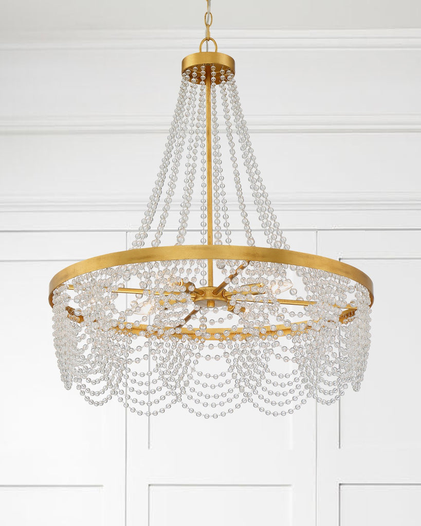 Crystorama Crystorama Fiona 4 Light Antique Gold Chandelier with Clear Beads