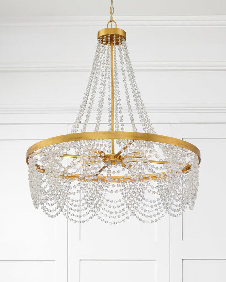 Crystorama Crystorama Fiona 4 Light Antique Gold Chandelier with Clear Beads