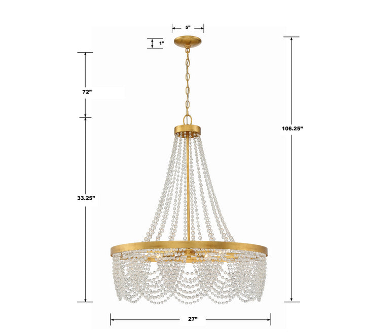 Crystorama Crystorama Fiona 4 Light Antique Gold Chandelier with Clear Beads