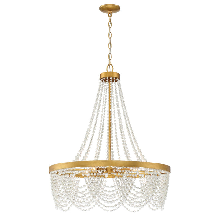 Crystorama Crystorama Fiona 4 Light Antique Gold Chandelier with White Beads